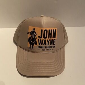 New John Wayne Cancer Foundation Block The Blaze Mesh Trucker Snapback Beige